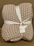 Pottery Barn Bayside Chunky Knit Throw Blanket Oatmeal 44" X 56" New W/tags $129. Fixed Price $79.95.