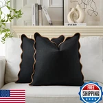 Mayler Yee Scalloped Throw Pillow Covers 18X18" Black Brown Boho Decorative. Fixed Price $30.49.