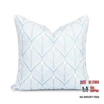 Coastal Patio Indoor Outdoor Throw 20"X20" Baby Blue Geometric Leafs. Fixed Price $57.66.