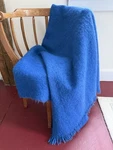 Vintage Sapphire Blue Wool Brushed Mohair Throw Blanket 50" X 72" Made Uk. Fixed Price $66.60.
