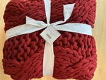 Pottery Barn Chunky Handknit Cardinal Red Throw Blanket 44X56. Fixed Price $91.99.