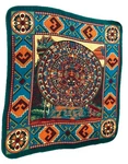 Vtg Monarca Mexico Aztec Sun Stone Calendar Blanket Tapestry Blue Queen/king. Fixed Price $99.00.