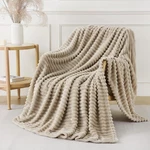 Yiicko 50X60 Khaki Striped Fleece Throw Blanket Lightweight Plush. Fixed Price $20.00.