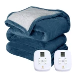 Marquess Electric Sherpa Flannel Heated Throw Blanket King 100"X90", Navy. Fixed Price $159.99.