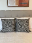 Set Of 2 Modern Feather And Down Black White Geometric Square Throw Pillows. Fixed Price $40.00.