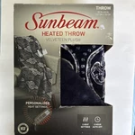 Sunbeam Heated Throw Velveteen Plush Black White 3 Settings Auto-off. Fixed Price $28.00.