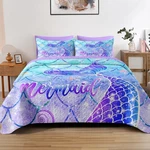 Quilt Full/queen Size, Blue Mermaid Tail 3 Pcs Soft Cover Bedding Set.... Fixed Price $46.79.