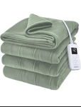 Sunbeam Heated Electric Blanket Twin Size Matcha 84"X62" 12 Settings. Fixed Price $49.99.