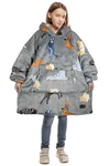 Catalonia Dog Print Oversized Wearable Blanket Hoodie Sweatshirt, Warm Sherpa. Fixed Price $40.99.