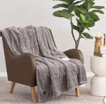 Berkshire Life Heated Luxe Faux Fur Throw, 50" 60" Gray. Fixed Price $49.95.