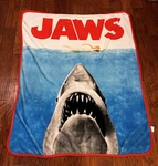 Jaws Movie Poster 50X60 Inch Micro-plush Throw Blanket Red Trim Universal Studio. Fixed Price $25.00.