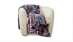 Aqua Floral Faux Fur Throw, 50 70 - Exclusive. Fixed Price $50.00.