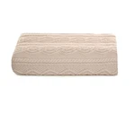 Saol Irish Merino Wool Throw Blanket Aran Cable Knitted King Size 92 X 78". Fixed Price $193.90.