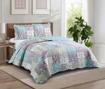 Lilac Rose Toile Quilt Set, 3-PIECE Bedding Queen Egg Blue. Fixed Price $60.78.