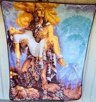 Aztec Warrior Popocatepetl And Iztaccihuati Pyramid Mexico Queen Size Blanket. Fixed Price $60.96.