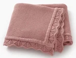 100% Cotton Baby Blanket - Pink Scalloped Edge Knit Crib Bassinet. Fixed Price $29.00.