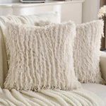 Futei Beige Decorative Throw Pillow Covers 18X18 Inch Set 2,SOFT Fluffy Fa.... Fixed Price $46.86.