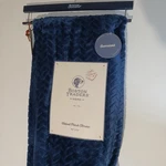 Boston Traders Velvet Plush Oversized Throw Blanket Blue Chevron Design 40 X 70". Fixed Price $22.95.