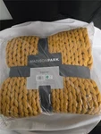 = Madison Park Throw MP50-8215 50" X 60" Chunky Double Knit Yellow Mustard Color. Fixed Price $99.00.