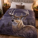 Plush Queen Size Deer Blanket - Extremely Soft Midnight Buck. Fixed Price $59.99.