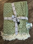 Klippan Throw Blanket 100% Pampas Green Fringed Woven 51"X79" Eco Lambswool. Fixed Price $109.00.