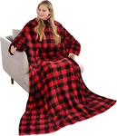 Solaris Wearable Blanket With For Adults, Softness Sleeves, Red Plaid. Fixed Price $28.41.