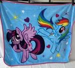 My Little Pony Throw Blanket Rainbow Dash & Twilight Sparkle With Snaps Cape. Fixed Price $24.99.