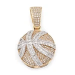 10K Yellow Gold 2.5CTW Round/baguette Natural Diamond Basket Ball Pendant 14.8GM. Fixed Price $1400.69.