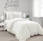 Lush Decor Reyna White Cotton Duvet Cover Set Twin Xl 2 Piece Ruffle Bedding. Fixed Price $90.00.