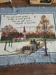 Signed Throw Blanket Fringe D. Morgan Religous Faith Autumn Fall Core 50"X60". Fixed Price $13.42.
