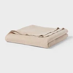 Full/queen Brushed Cotton Blanket Solid Khaki - Threshold. Fixed Price $27.99.