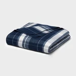 Full/queen Brushed Cotton Blanket Blue Plaid - Threshold. Fixed Price $18.99.