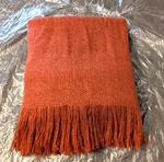 West Elm Blanket Throw Brick Soft Stretch Knit W/fringe 100% Acryli. Fixed Price $34.99.