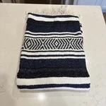 Black Canyon Outfitters OL124 Mexican Falsa Blanket Navy White 48" 75". Fixed Price $25.00.