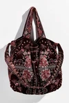 Johnny Was Joanna Velvet Embroidery Amethyst Black Shoulder Tote Handbag New. Fixed Price $289.00.