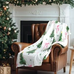 50X60 Inch Pink Bow Christmas Tree Flannel Throw Blanket Pastel Coquette. Fixed Price $34.59.