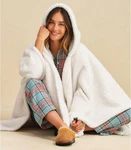 L. Bean Cozy Sherpa Wearable Throw Cream Hooded Fleece Indoor Wrap. Fixed Price $36.00.