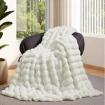 Lotus Karen Faux Fur Throw Blanket Cream White - Big Bubble Rabbit Fluff. Fixed Price $45.55.