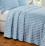 New Vermont Country Store Gingham Cotton Seersucker Coverlet Bedspread Full Blue. Fixed Price $55.00.