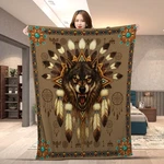 Native American Wolf Dreamcatcher Tribal Wild Feather Blanket. Fixed Price $63.00.