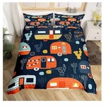 Erosebridal Happy Camper Decor Duvet Cover 3-PIECE Bedding Set Full Size New. Fixed Price $25.00.