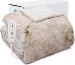 Cozy Faux Fur Electric Blanket 72"X84", 5 Heat Levels, Auto-off, Beige. Fixed Price $82.99.