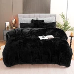Fluffy Plush Black Duvet Cover Set, Luxury Ultra Soft Velvet Fuzzy Comforter .... Fixed Price $64.59.