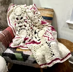 Anthropologie Aspen Knit Crochet Throw Blanket Wool Blend Ivory Pink 50 X 80 New. Fixed Price $118.80.