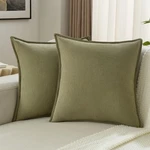 Futei Olive Green Chenille Throw Pillow Covers 18X18 Inch Set Of 2,EDGES Doub.... Fixed Price $18.40.
