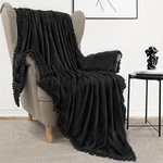 Fleece Throw Blanket With Pompom Fringe Lightweight Cozy Bed Soft. Fixed Price $22.99.