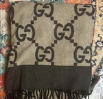 Authentic Gucci Gg Monogram Wool And Cashmere Throw Blanket. Fixed Price $600.00.