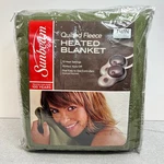 Sunbeam Quilted Fleece Heated Blanket Twin Size Green Brand New. Fixed Price $45.00.
