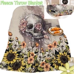 Soft Plush Rustic Skull Sunflower Flannel Fleece Throw Blanket For Sofa Bedroom. Fixed Price $29.26.