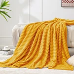 Bedelite Fleece Blanket - 3D Ribbed Jacquard THROW(50"X60"), Mustard Yellow. Fixed Price $21.82.